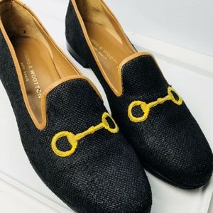 Stubbs & Wootton Womens Loafers Black Horse Bit 10